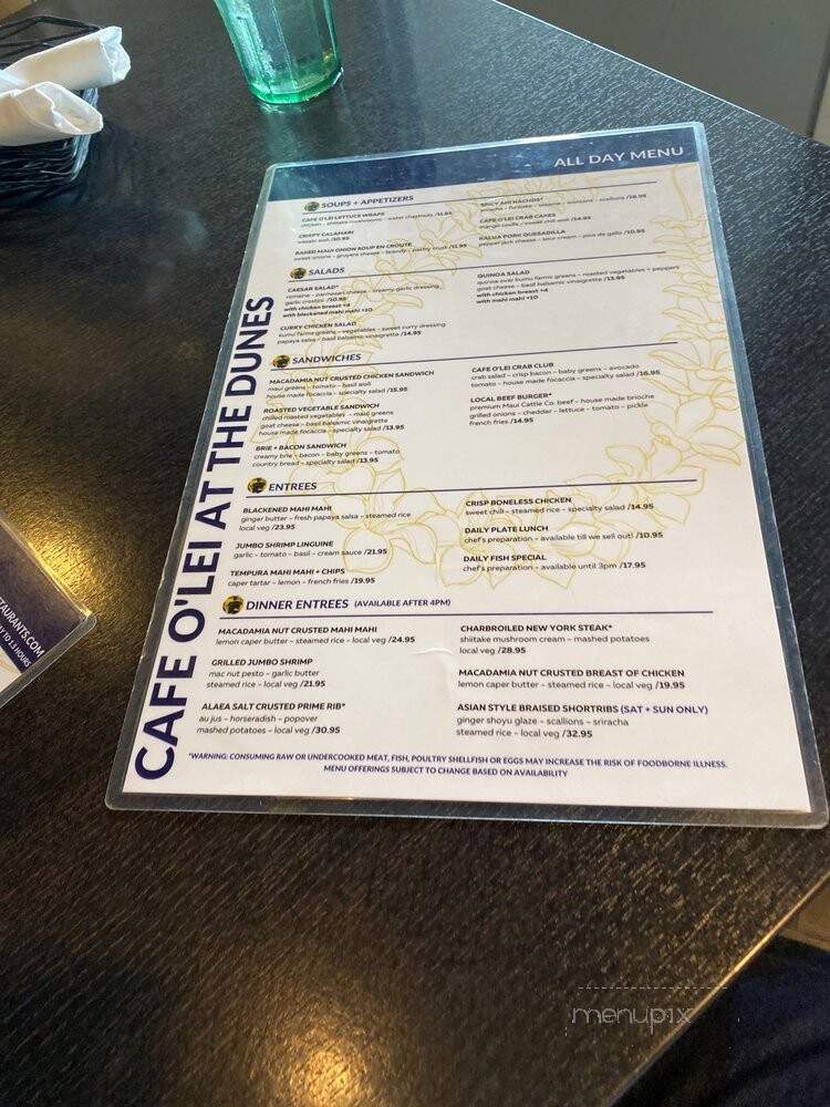 Cafe O'Lei At The Dunes - Kahului, HI menu_pic