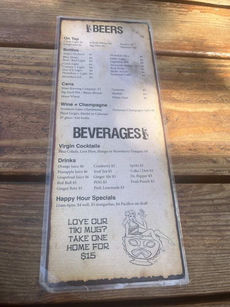 South Shore Tiki Lounge - Kihei, HI menu_pic