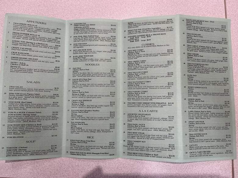 Thailand Cuisine - Kihei, HI menu_pic