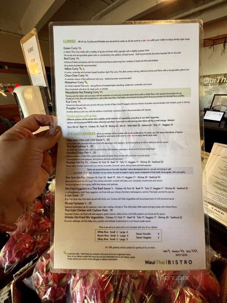 Maui Thai - Kihei, HI menu_pic