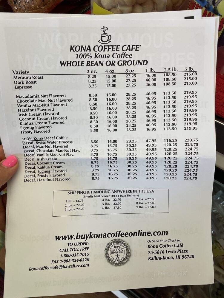 Kona Coffee Cafe' - Kailua Kona, HI menu_pic