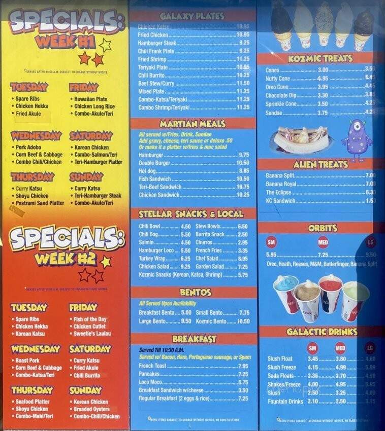 Kozmic Cones - Hilo, HI menu_pic