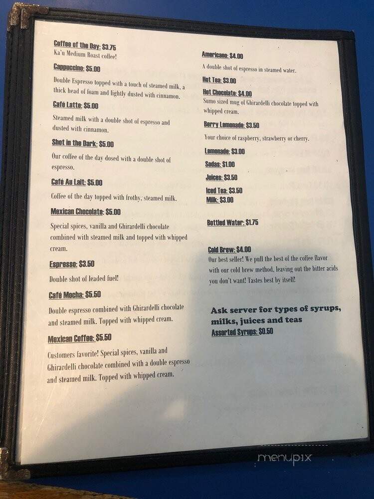 Bears' Coffee - Hilo, HI menu_pic