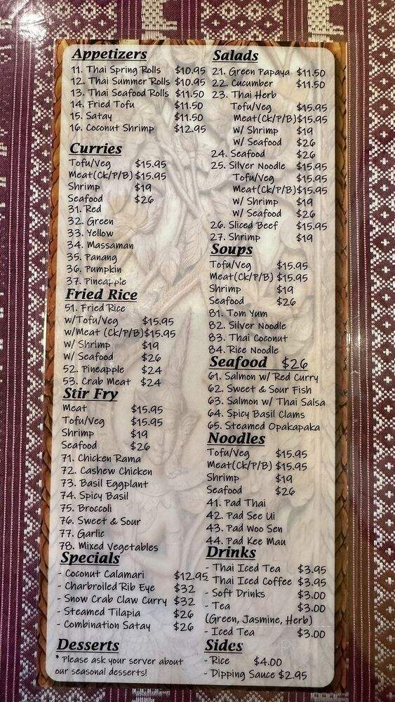 Naung Mai Thai Kitchen - Hilo, HI menu_pic