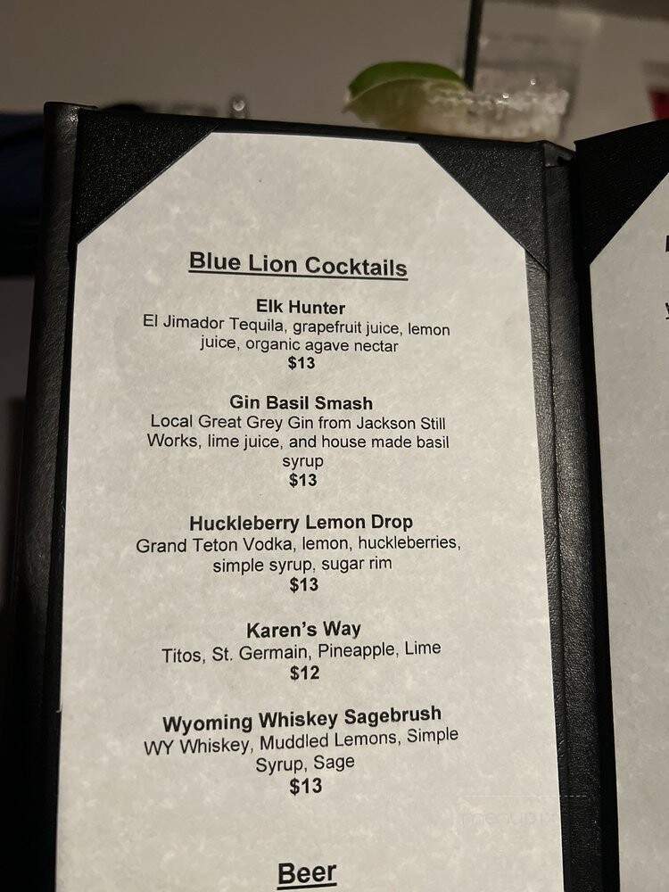 Blue Lion - Jackson, WY menu_pic