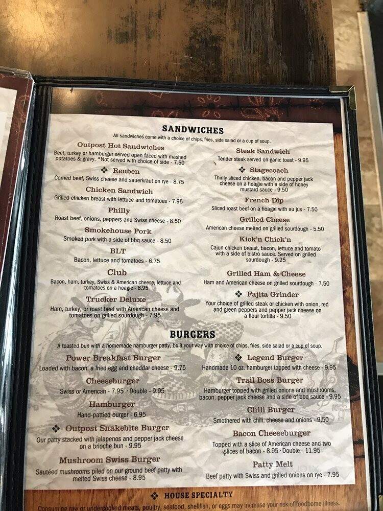 Outpost Cafe - Lusk, WY menu_pic