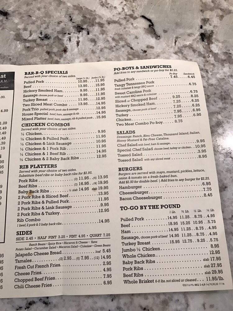 Pappas Bar B-Q - Houston, TX menu_pic