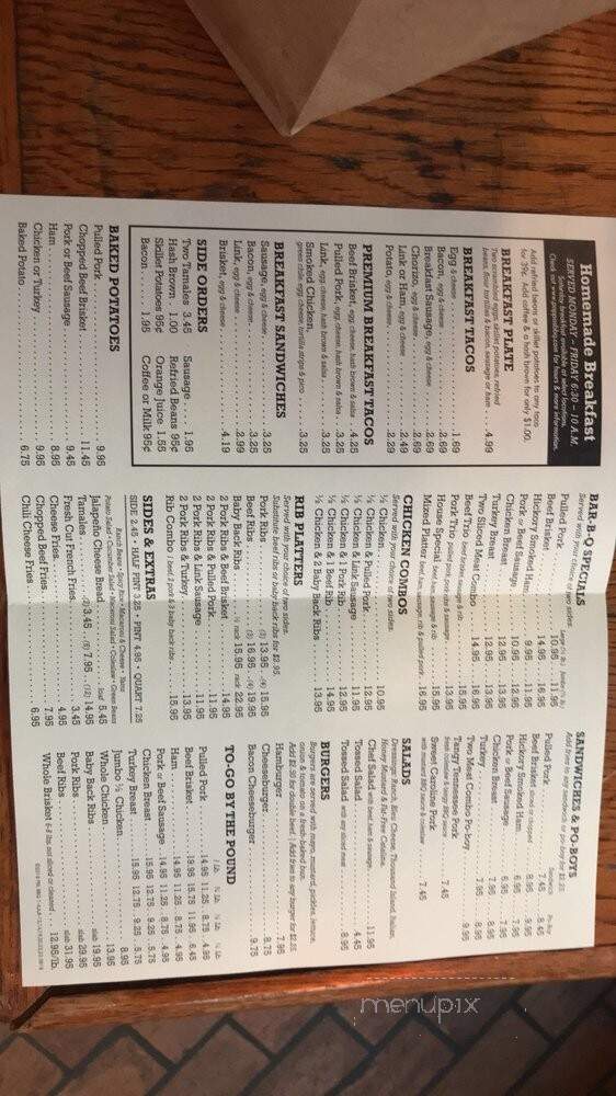 Pappas Bar B-Q - Houston, TX menu_pic