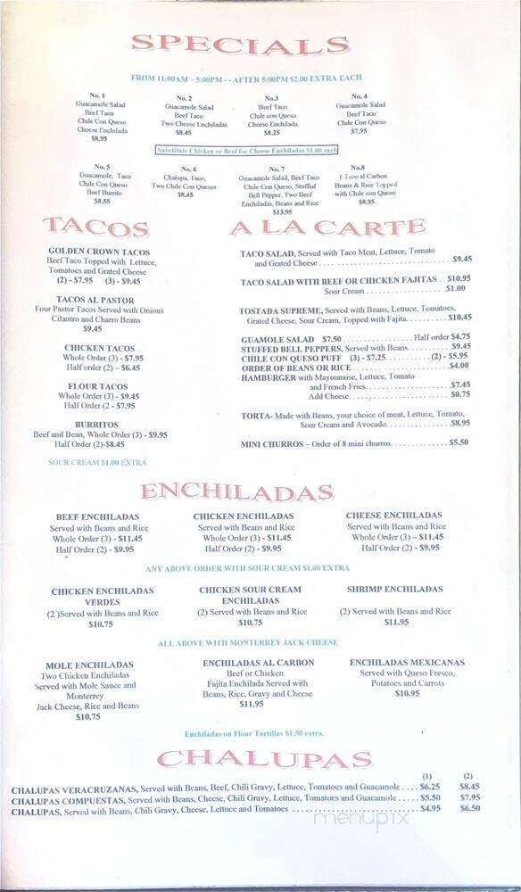 Carlos Mexican Restaurant - Houston, TX menu_pic