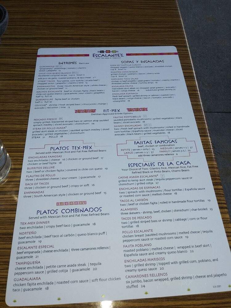 Escalante's - Houston, TX menu_pic