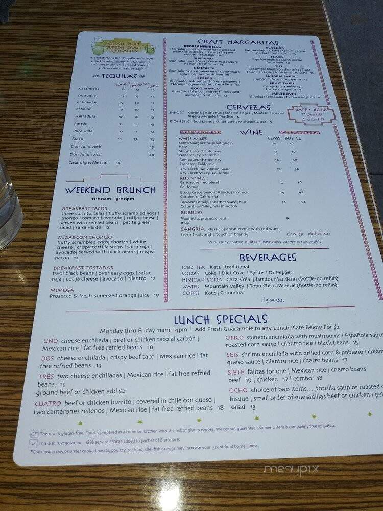 Escalante's - Houston, TX menu_pic