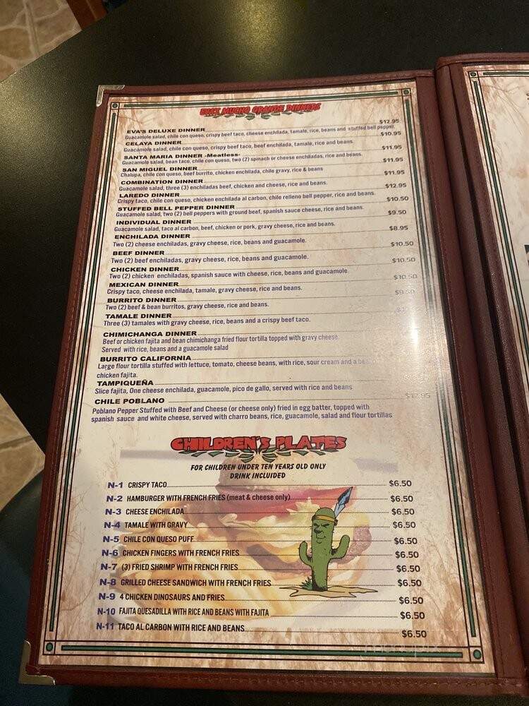 Eva's Mexican Restaurant - Houston, TX menu_pic