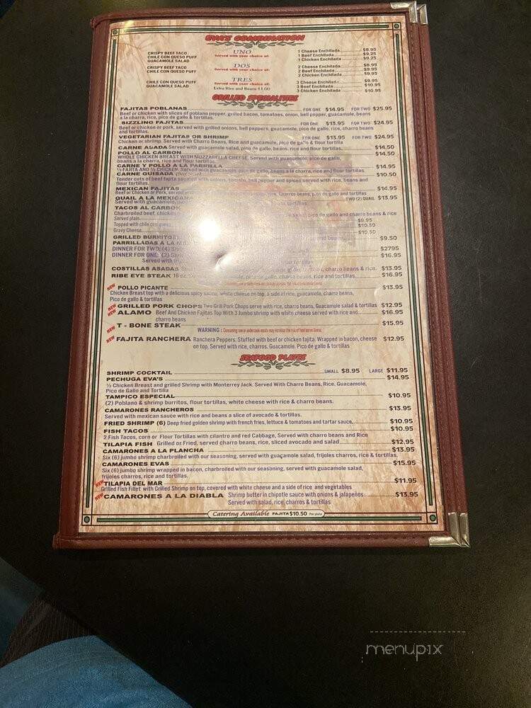 Eva's Mexican Restaurant - Houston, TX menu_pic