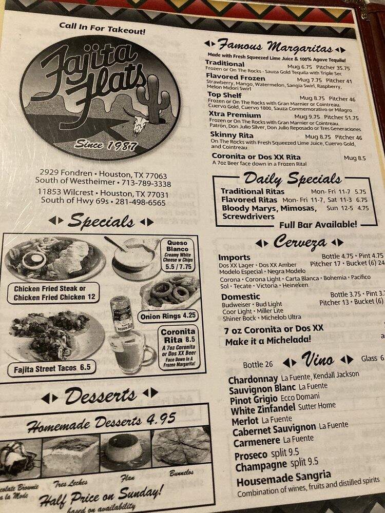 Fajita Flats - Houston, TX menu_pic