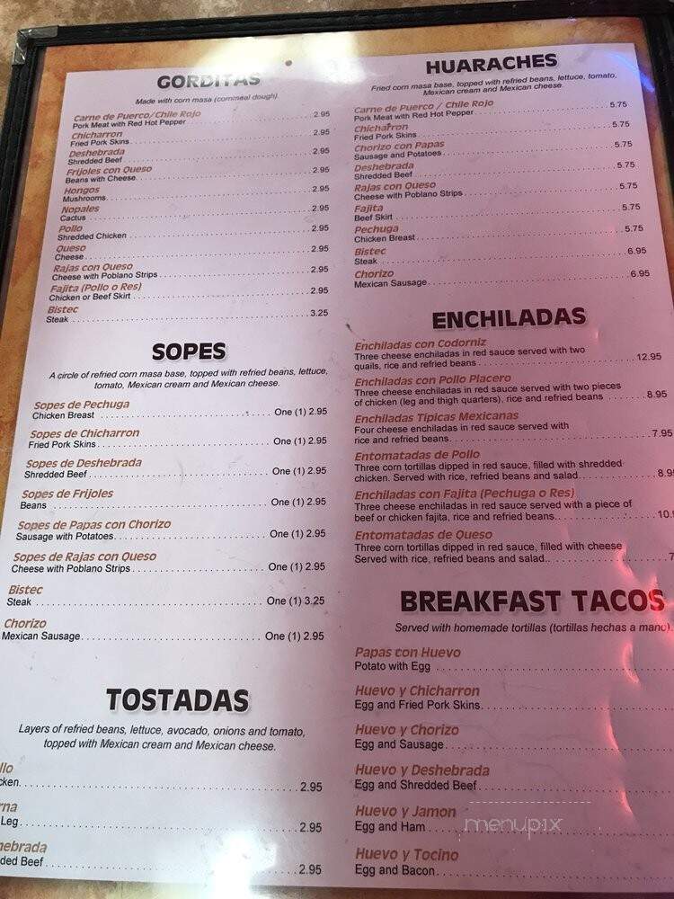 Gorditas Aguascalientes - Houston, TX menu_pic