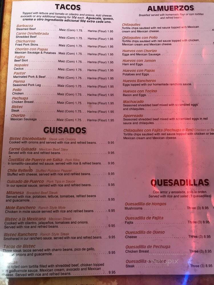 Gorditas Aguascalientes - Houston, TX menu_pic