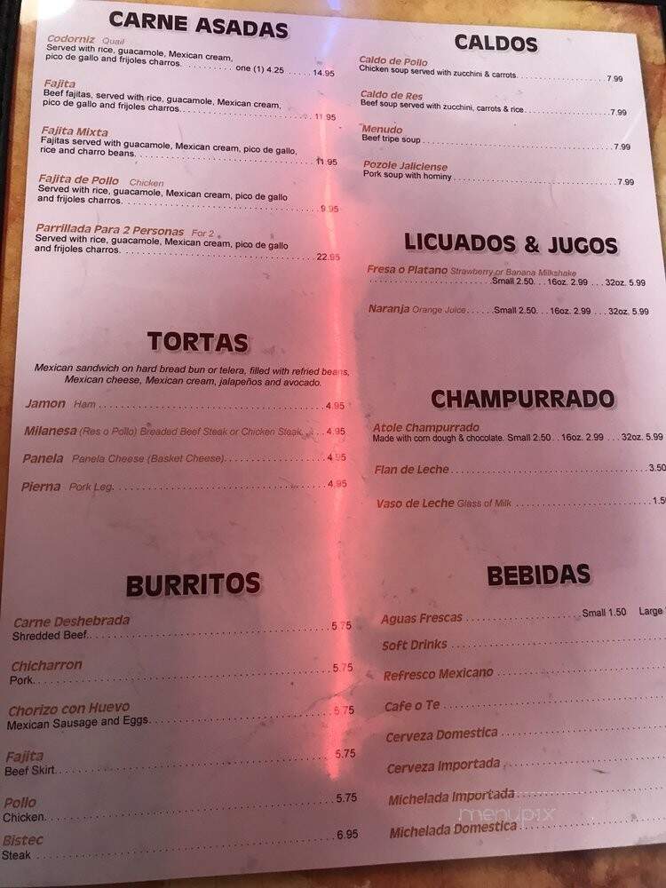 Gorditas Aguascalientes - Houston, TX menu_pic
