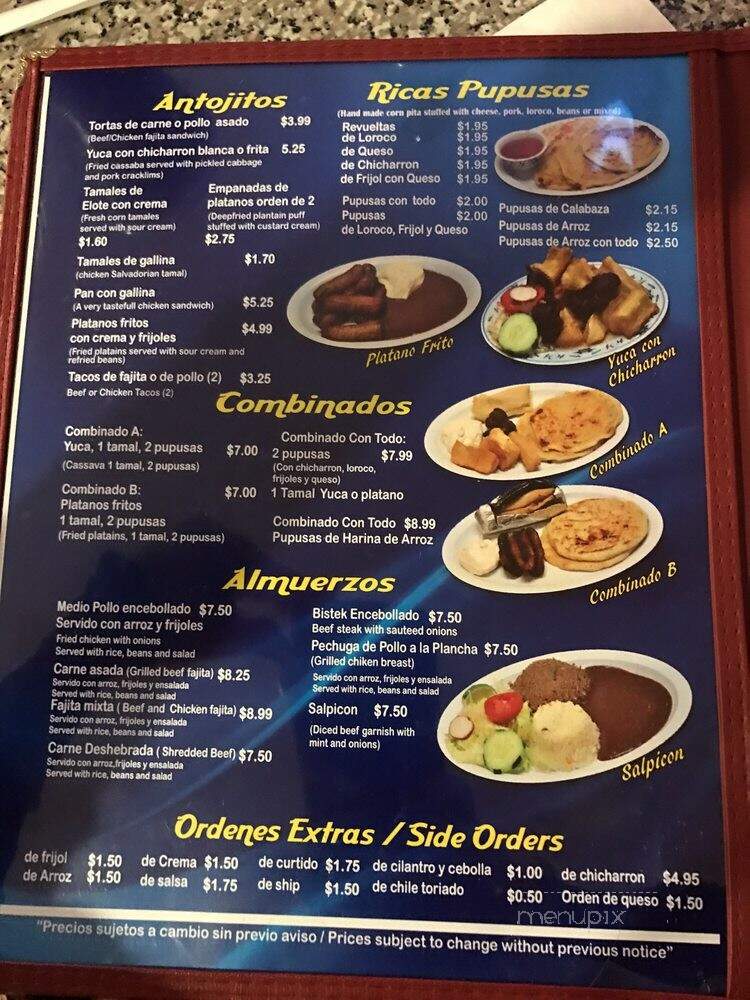 La Pupusa Rica - Houston, TX menu_pic