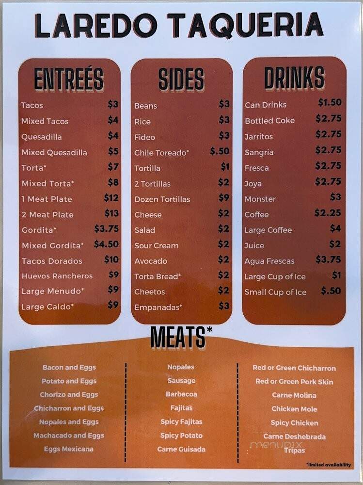 Laredo Taquerea - Houston, TX menu_pic