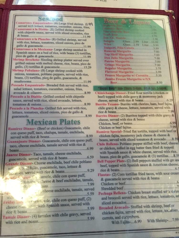 Los Ramirez Mexican Restaurant - Houston, TX menu_pic