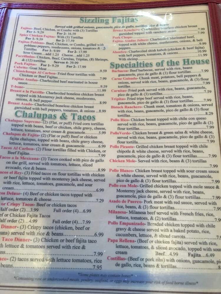 Los Ramirez Mexican Restaurant - Houston, TX menu_pic