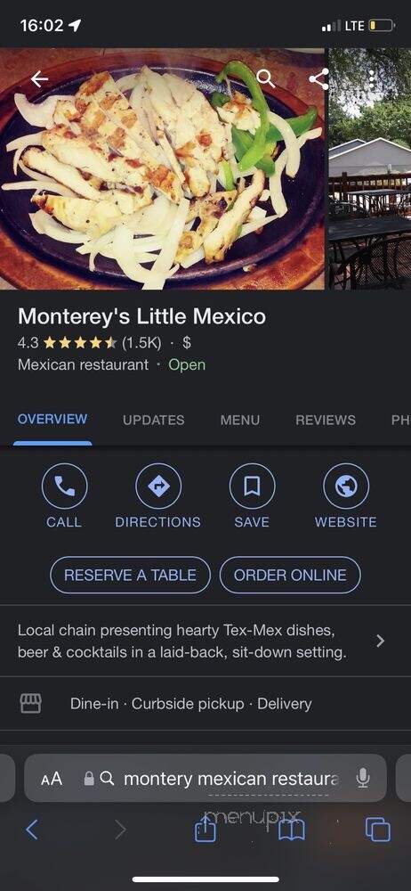 Monterey's Little Mexico - Houston, TX menu_pic