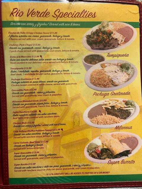 Rio Verde Taqueria Y Restaurant - Houston, TX menu_pic
