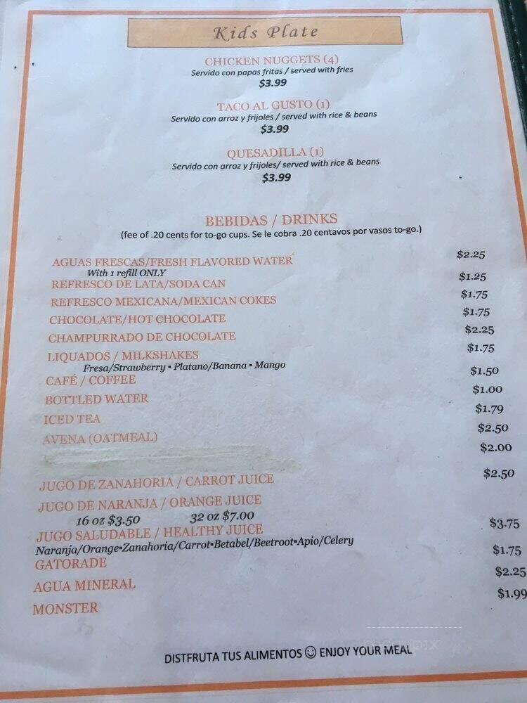 Taqueria Allende - Houston, TX menu_pic