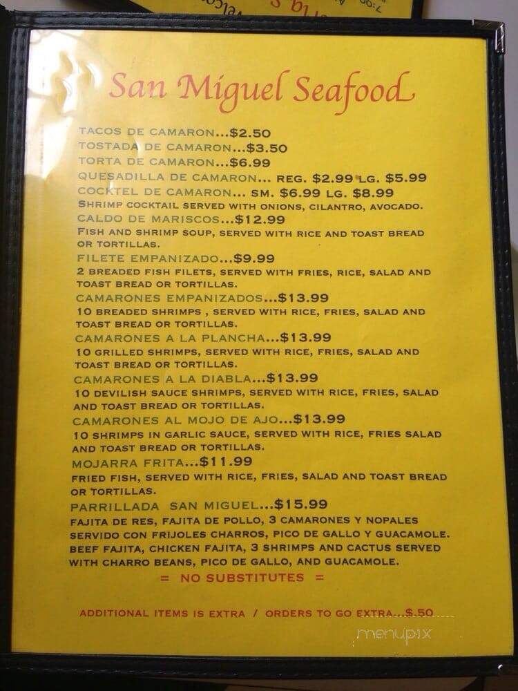 Taqueria San Miguel - Houston, TX menu_pic