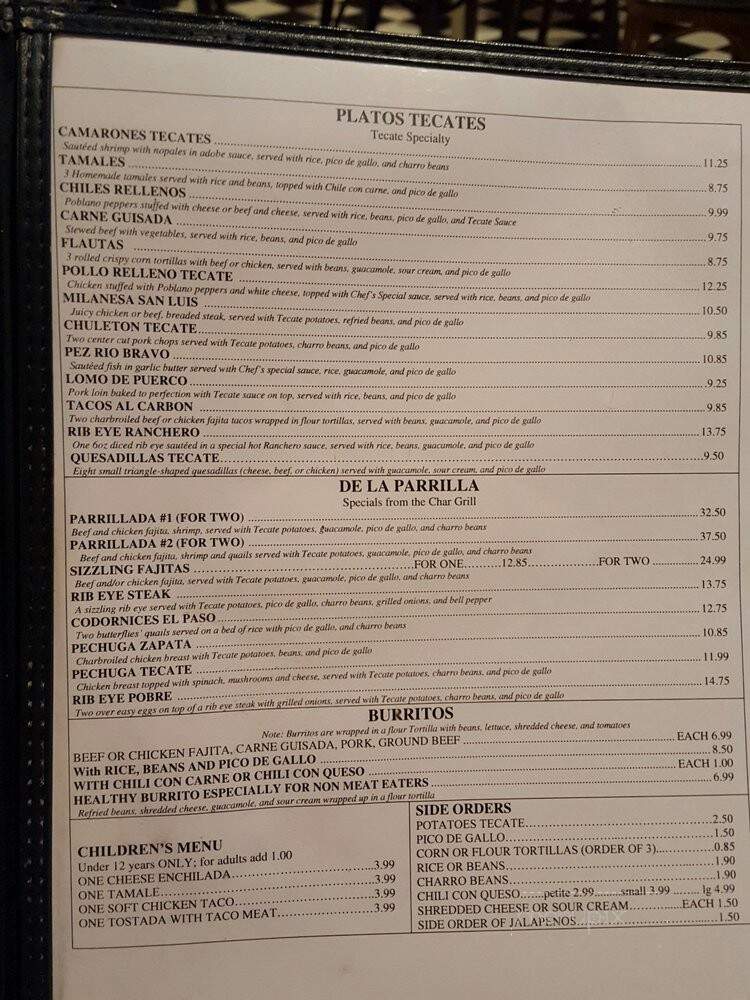Tecate Mexican Restaurant - Houston, TX menu_pic