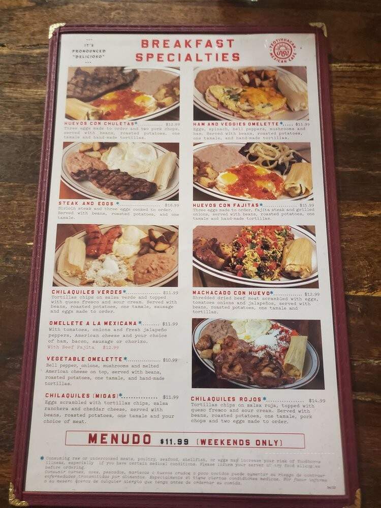 Teotihuacan Mexican Cafe - Houston, TX menu_pic