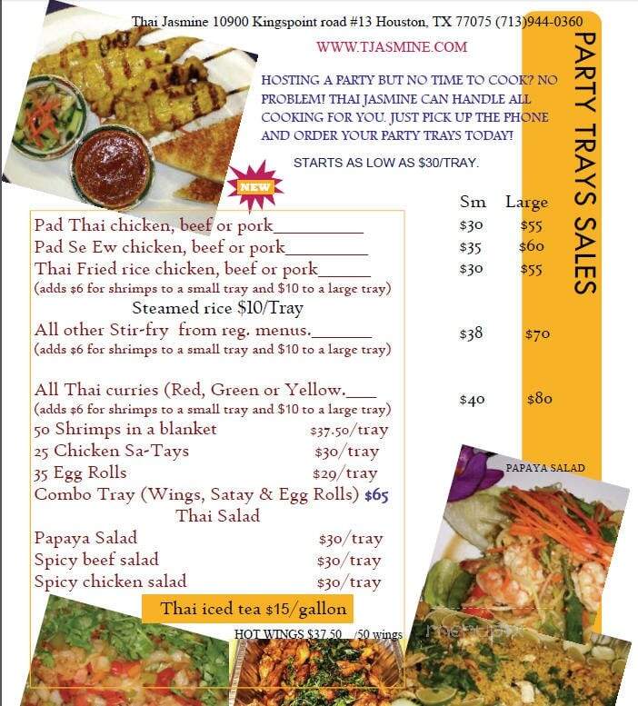 Thai Jasmine Restaurant - Houston, TX menu_pic