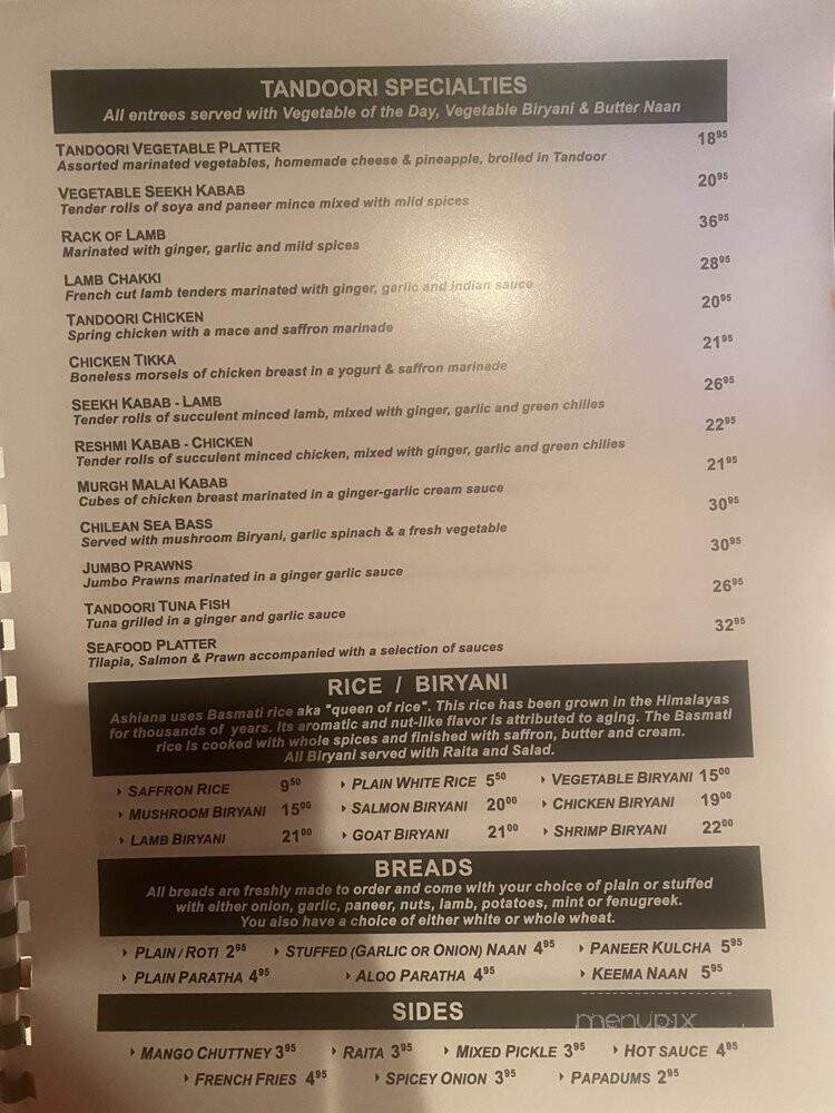 Ashiana Indian Restaurant - Houston, TX menu_pic