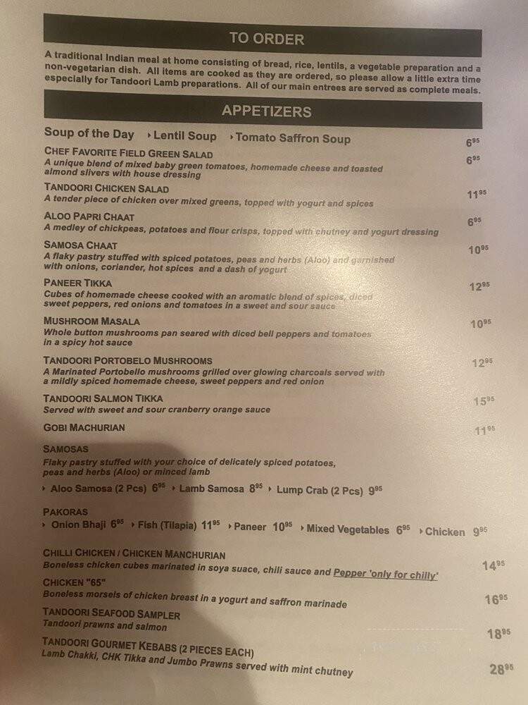 Ashiana Indian Restaurant - Houston, TX menu_pic