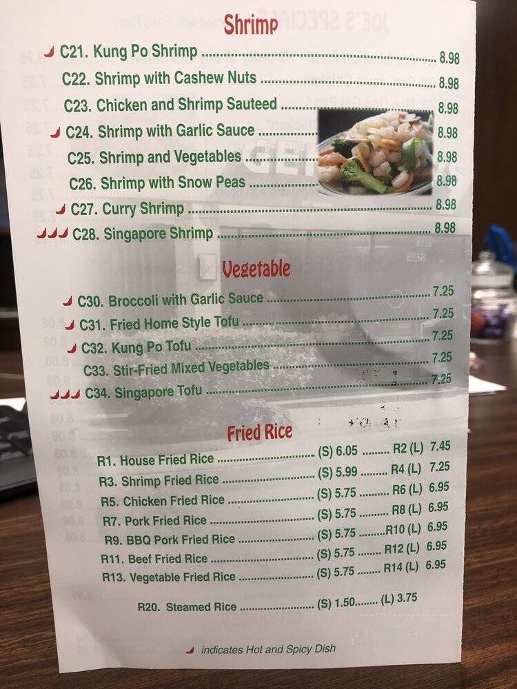 General Joe's Chopstix - Houston, TX menu_pic