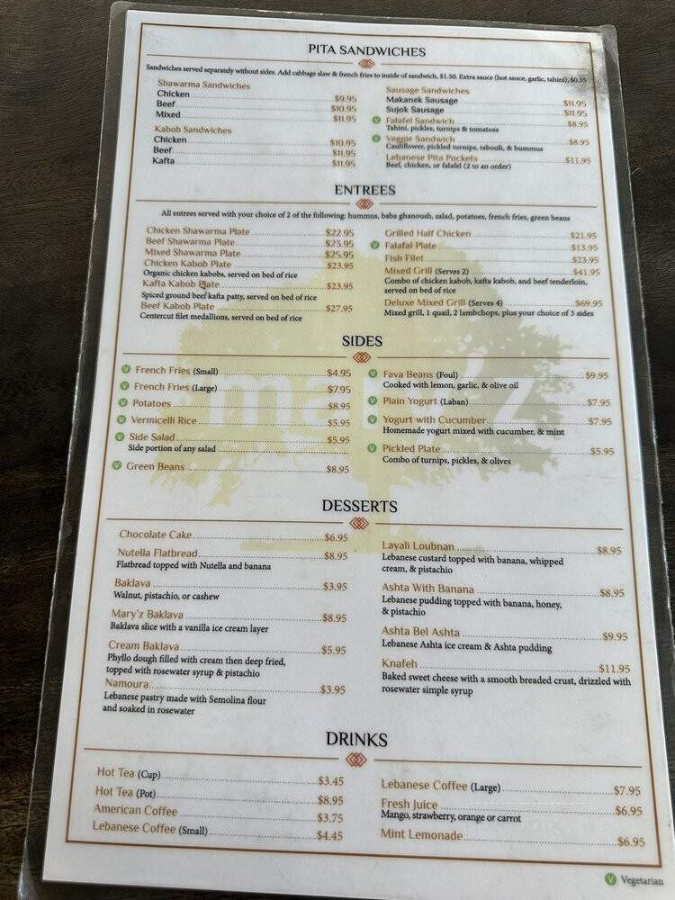 Mary'z Mediteranean Cuisine - Houston, TX menu_pic