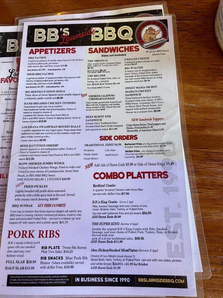 B B's BBQ - Houston, TX menu_pic