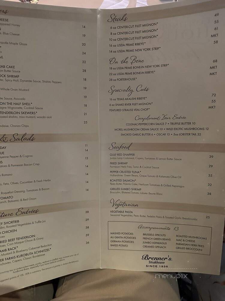Brenner's Steakhouse - Houston, TX menu_pic
