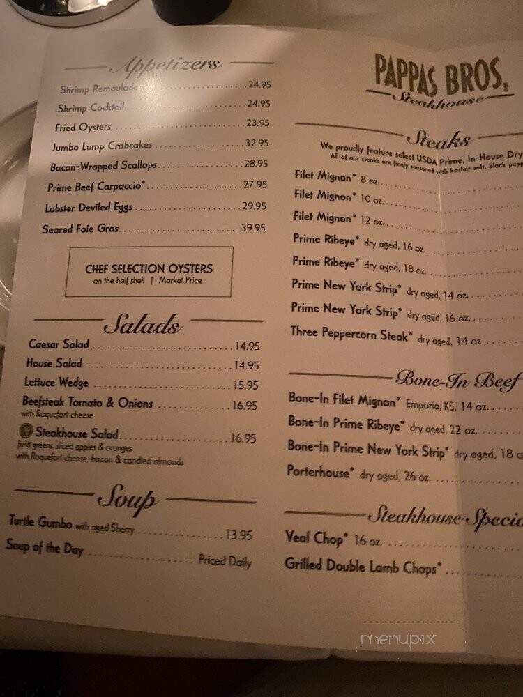 Pappas Steak House - Houston, TX menu_pic