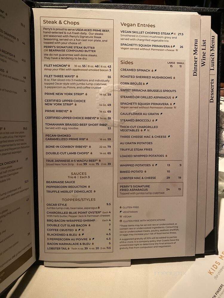 Perry's Steakhouse & Grill - Houston, TX menu_pic