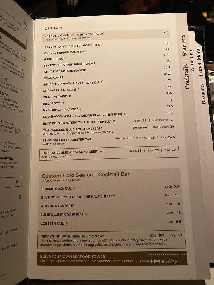 Perry's Steakhouse & Grill - Houston, TX menu_pic