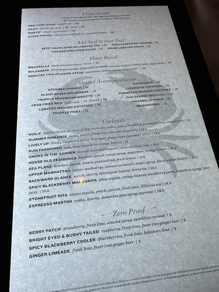 Truluck's Steakhouse - Houston, TX menu_pic