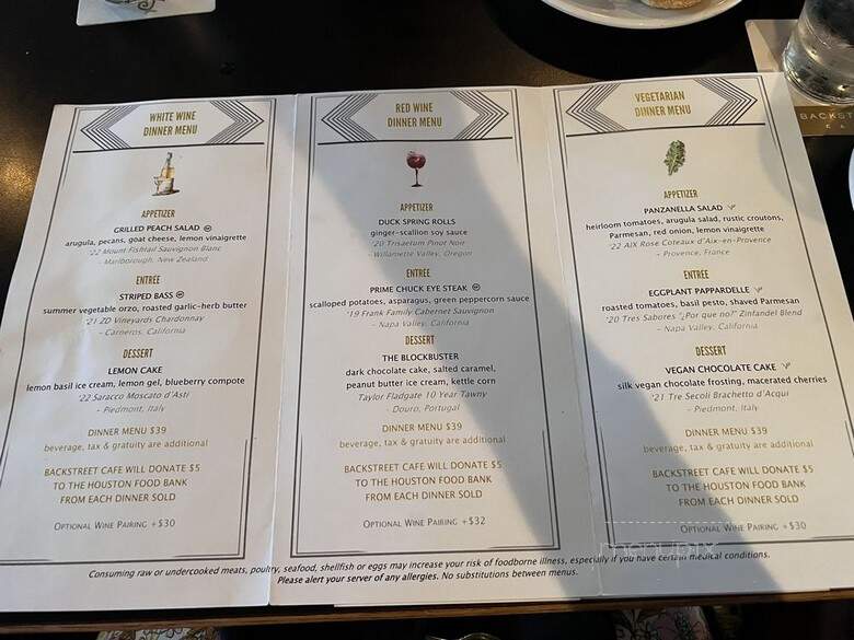 Backstreet Cafe - Houston, TX menu_pic