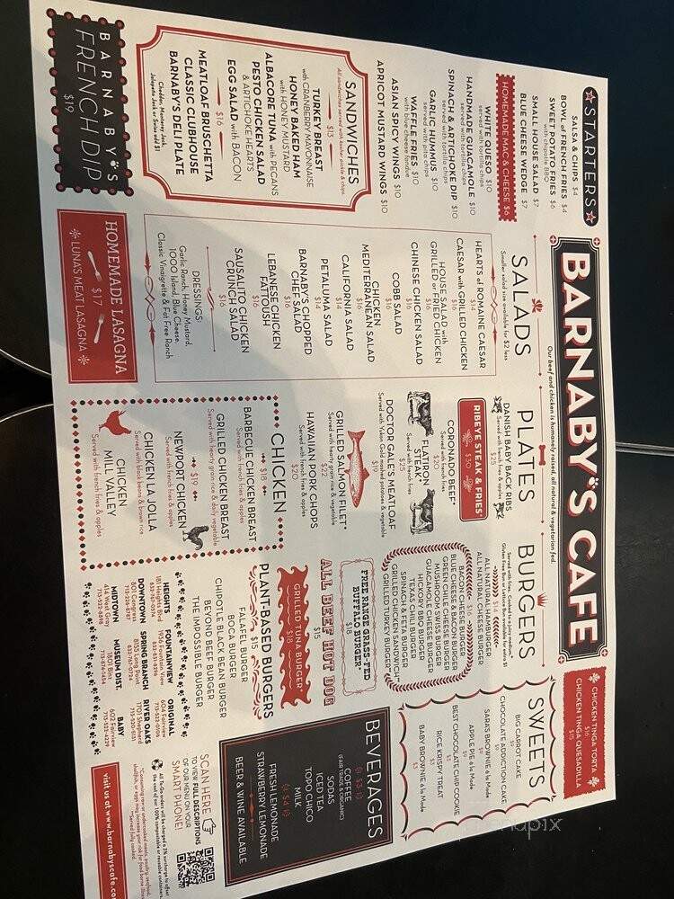 Barnaby's Cafe - Houston, TX menu_pic