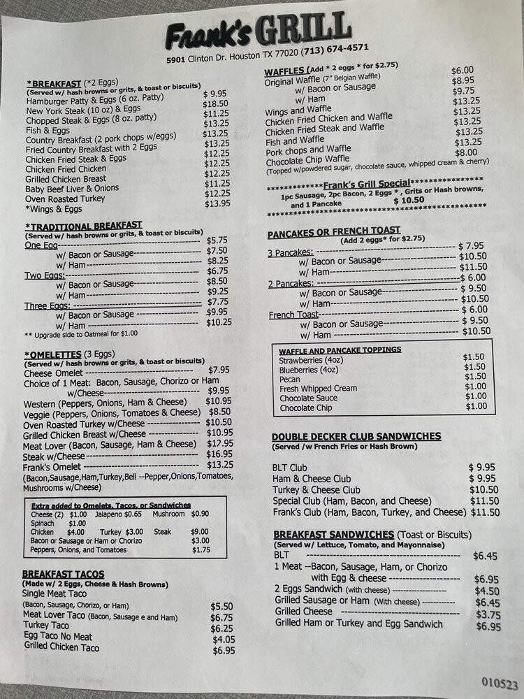 Frank's Grill - Houston, TX