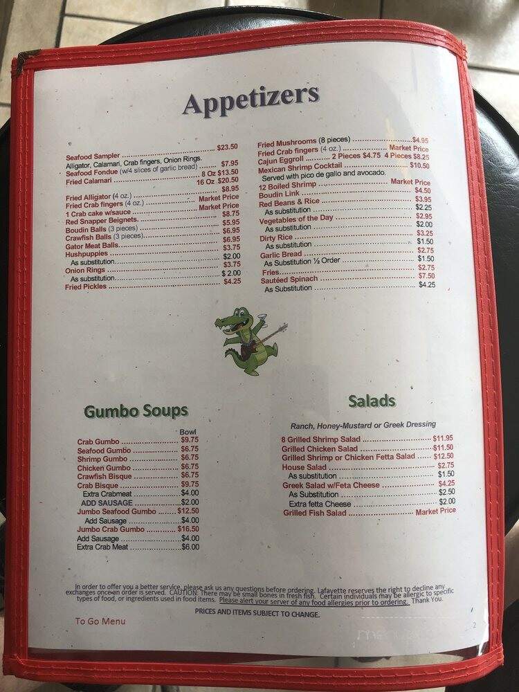La Fayette - Houston, TX menu_pic
