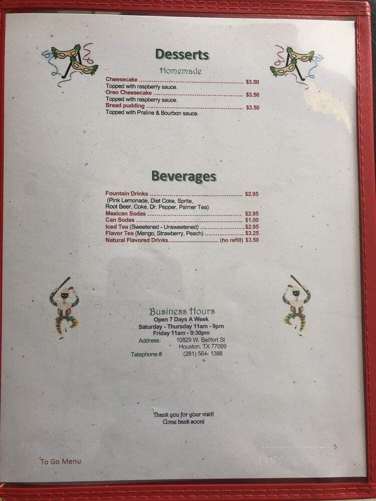 La Fayette - Houston, TX menu_pic