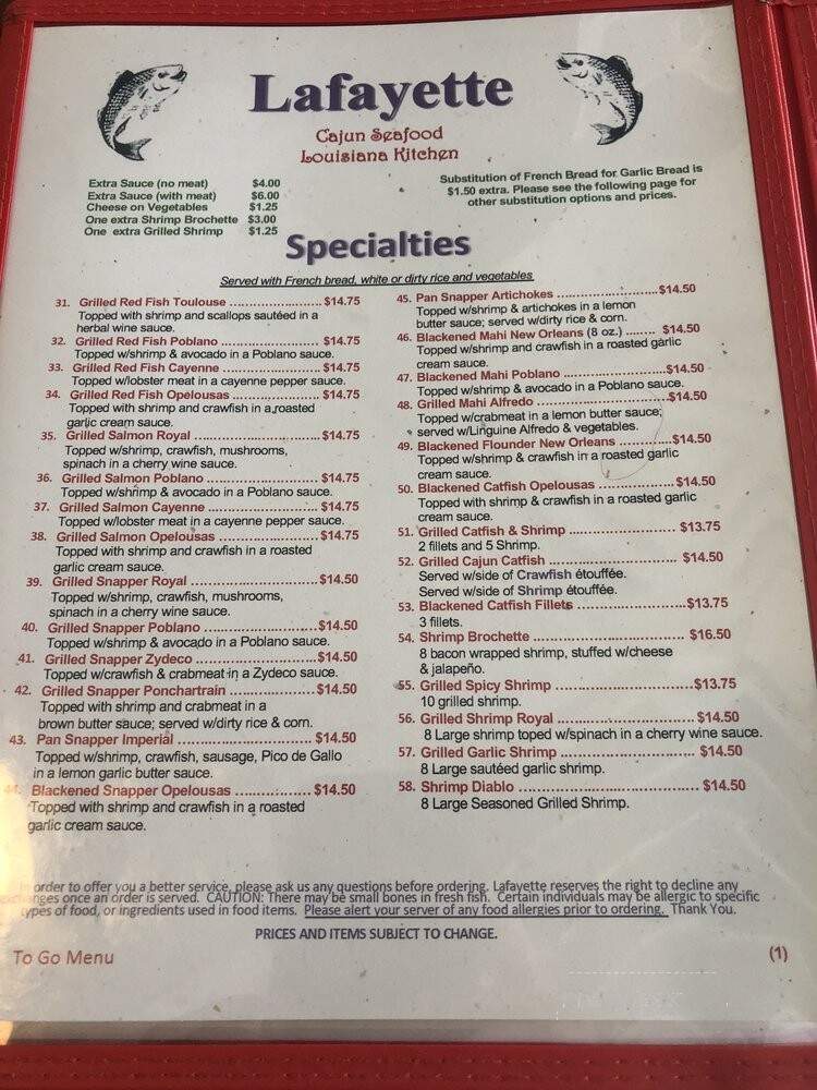 La Fayette - Houston, TX menu_pic