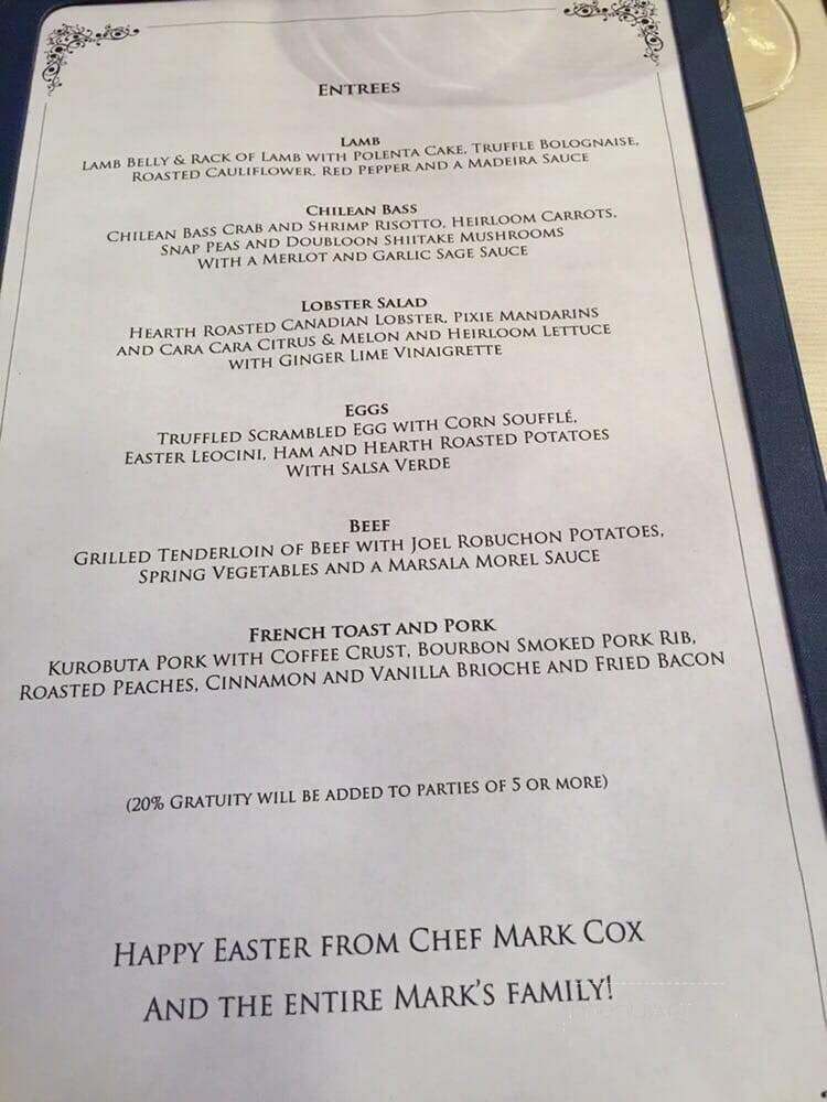 Mark's Restaurant - Houston, TX menu_pic