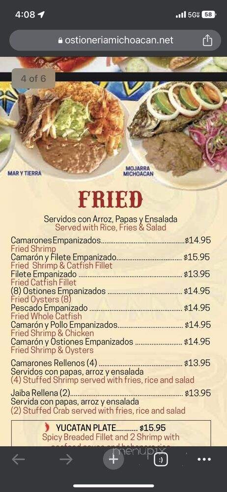 Ostioneria Michoacan - Houston, TX menu_pic